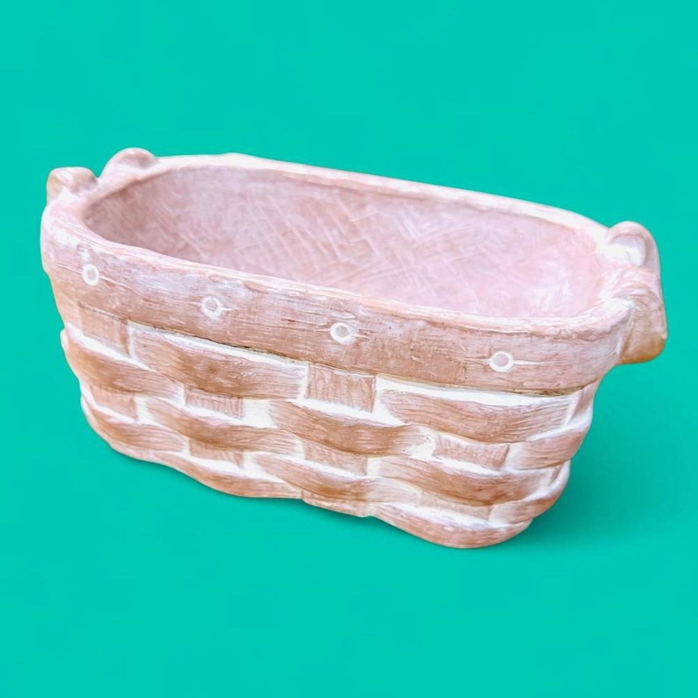Collectible Clay Ceramic Pink Basket Longaberger signed Isabel Bloom 1997 Vintag